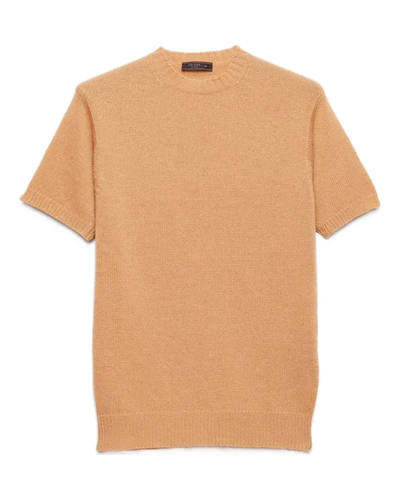Prada T-Shirt aus geripptem Strick - Nude Nude