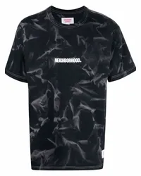 Neighborhood T-Shirt mit Batikmuster-Logo Schwarz