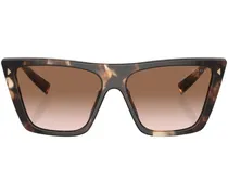 Eckige Sonnenbrille in Schildpattoptik - Grün