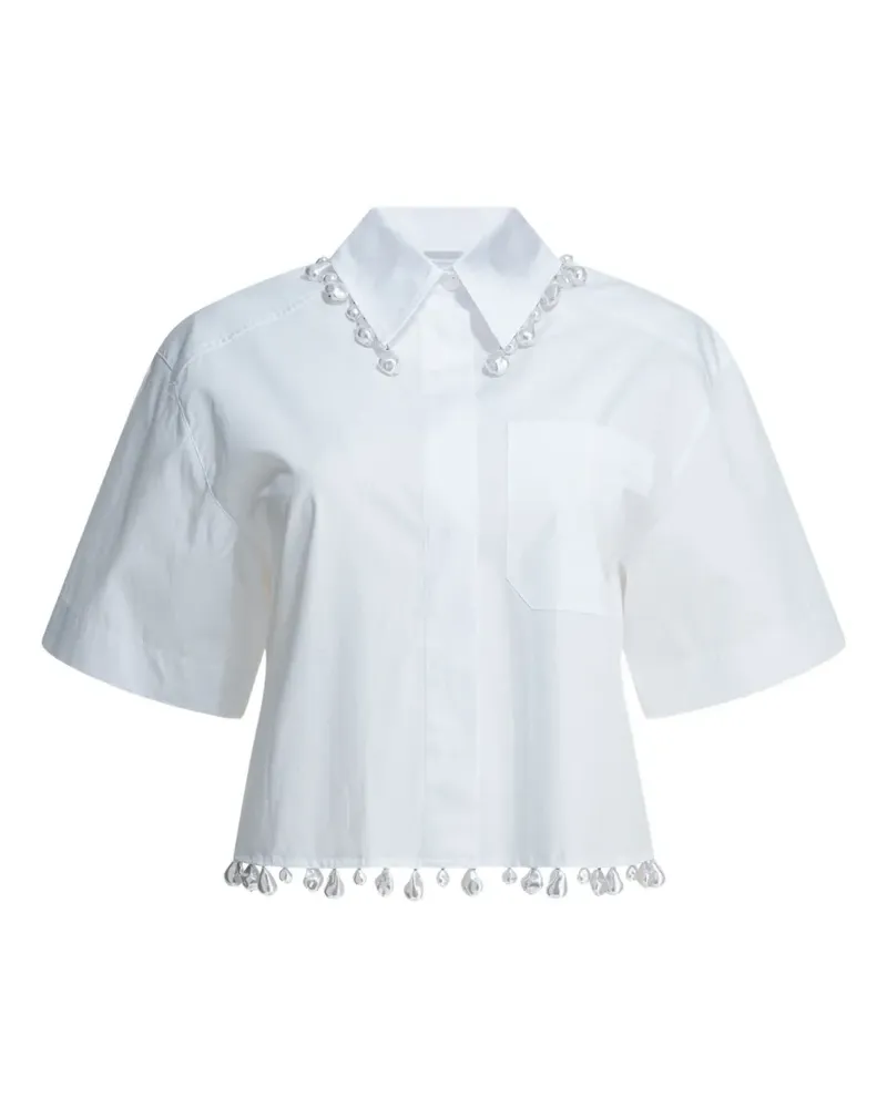Max Mara pearl-embellished cropped shirt - Weiß Weiß