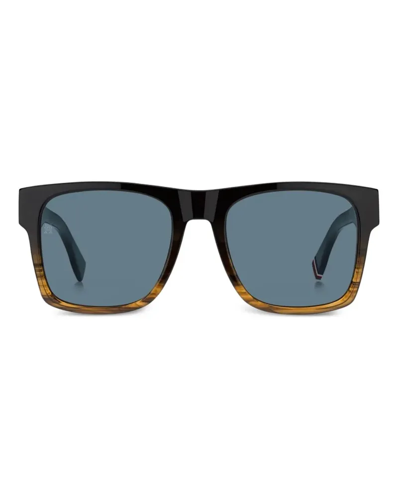 Tommy Hilfiger Eckige Sonnenbrille in Hornoptik - Schwarz Schwarz