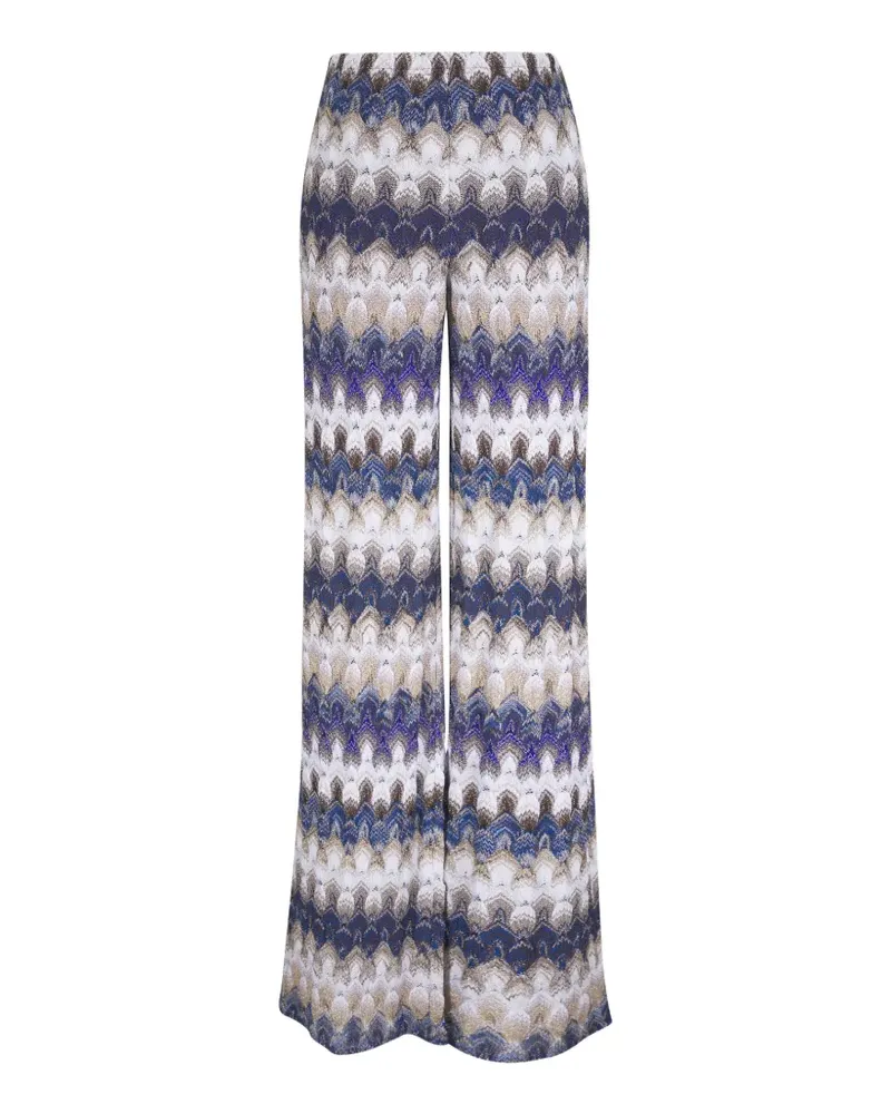 Missoni zigzag-knit wide-leg trousers - Blau Blau