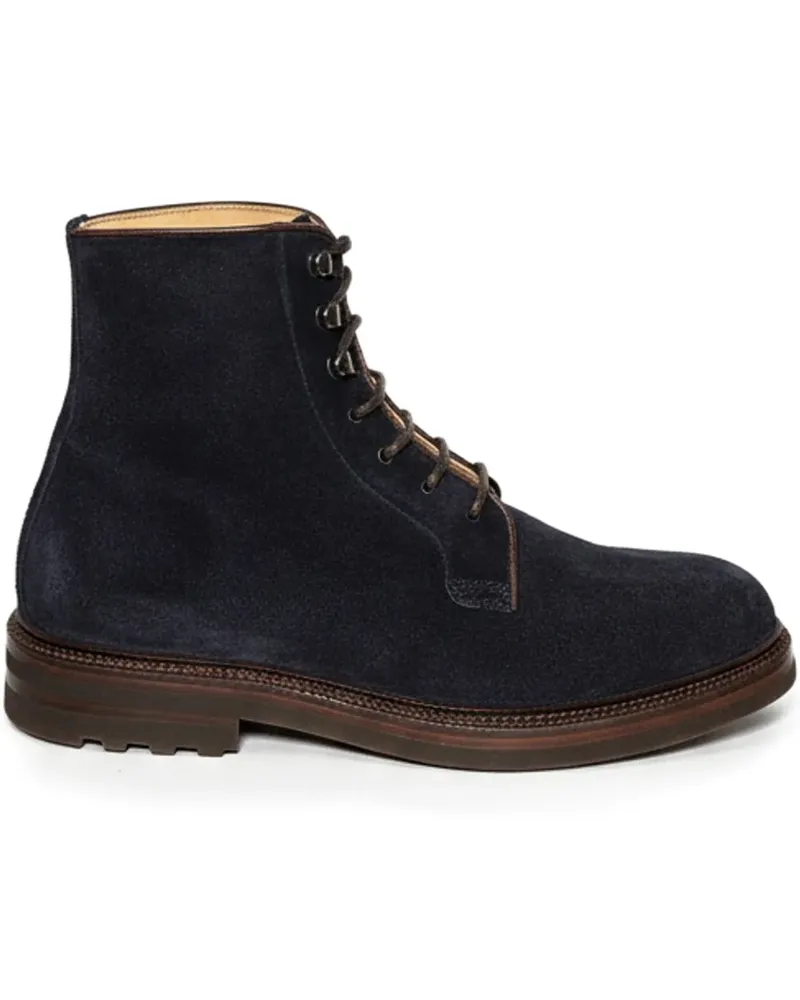 Brunello Cucinelli Schnürstiefel aus Wildleder - Blau Blau