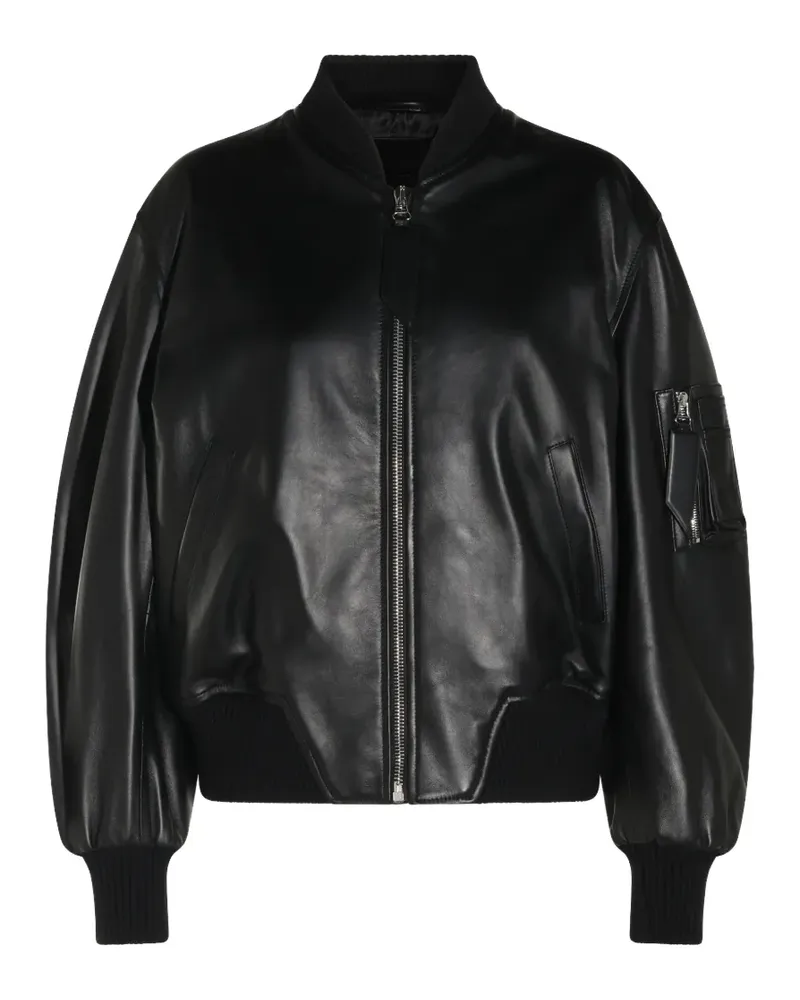 ATTICO Anja zip-up leather bomber jacket - Schwarz Schwarz
