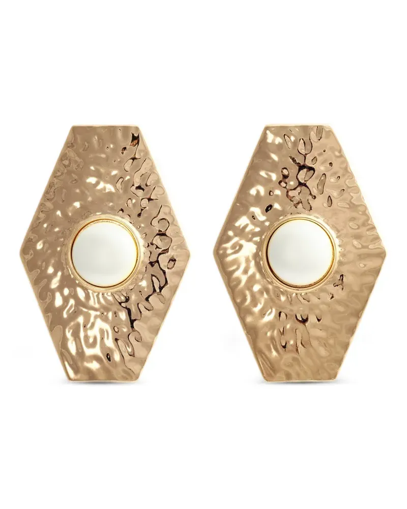 Self-Portrait Große gehämmerte Ohrringe mit Kunstperlen - Gold Gold