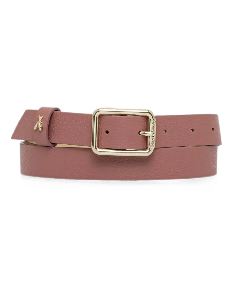 Patrizia Pepe Fly-plaque pebbled calf leather belt - Rosa Rosa