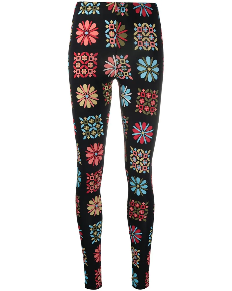 La DoubleJ Leggings mit Blumen-Print Schwarz