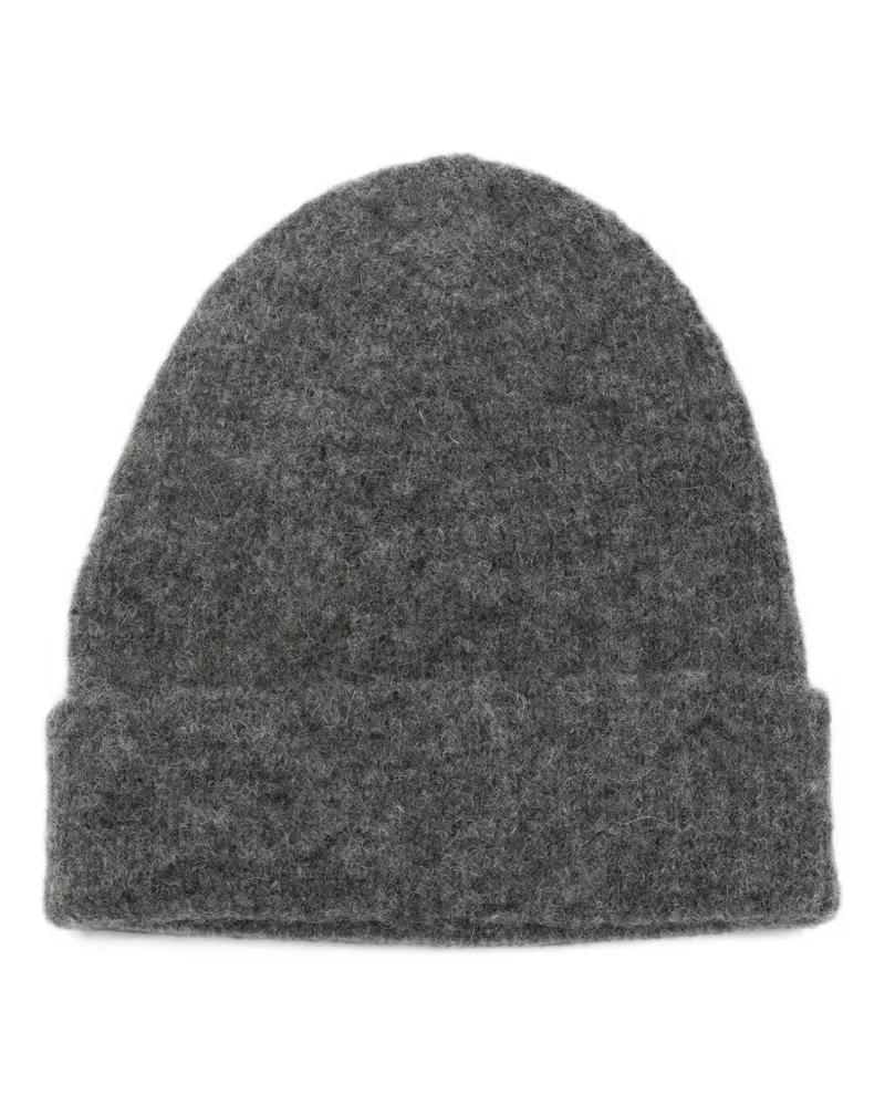 BARENA Gebürstete Beanie mit Umschlag - Grau Grau