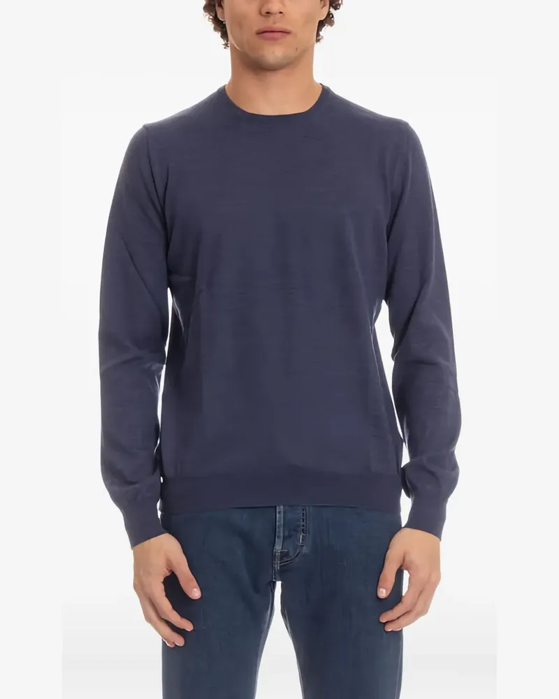 BARBA Langärmeliger Pullover mit rundem Ausschnitt - Blau Blau