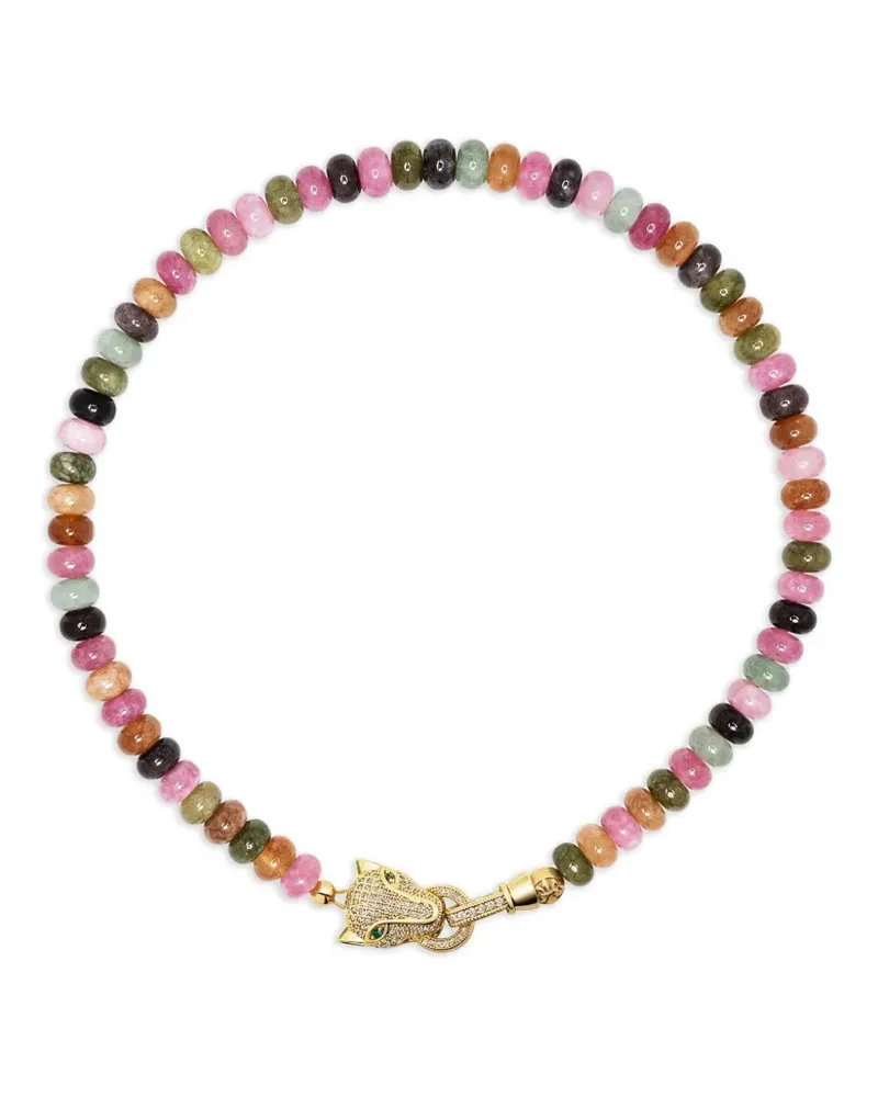 Nialaya panther-charm beaded necklace - Gold Gold
