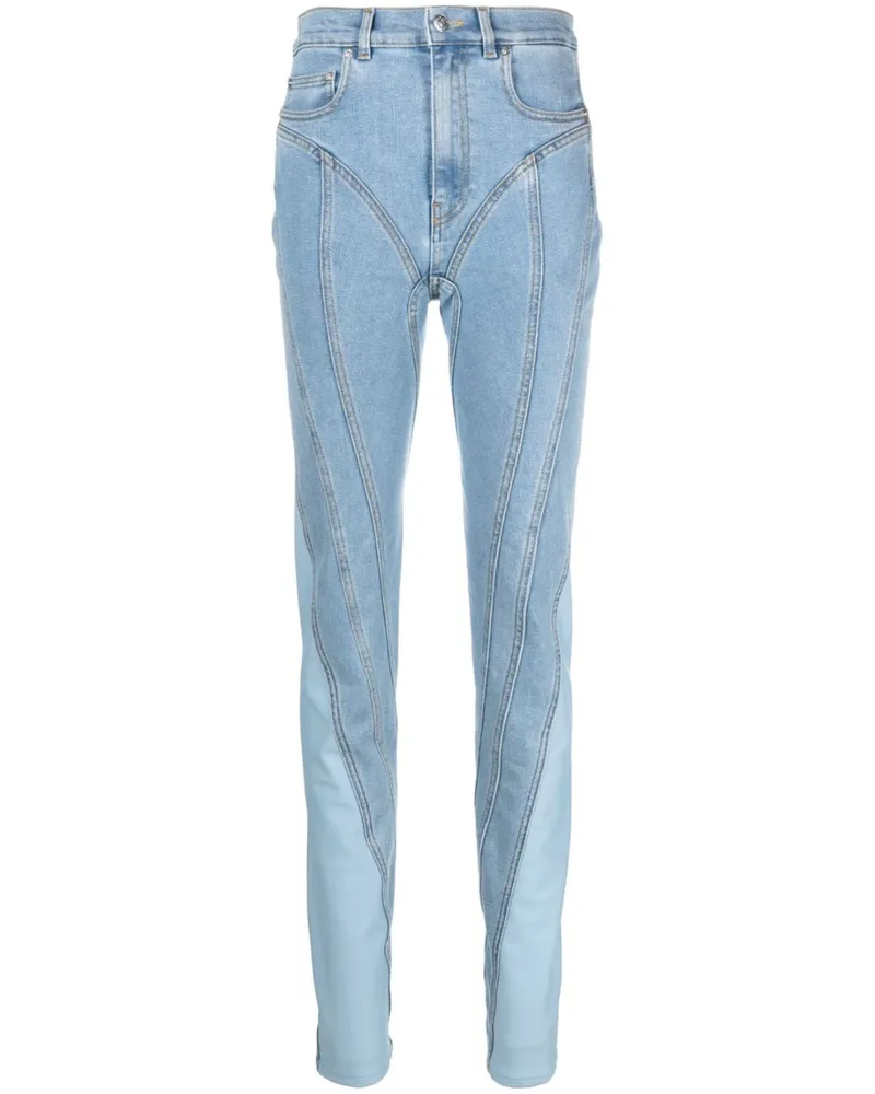 Thierry Mugler Halbhohe Skinny-Jeans - Blau Blau
