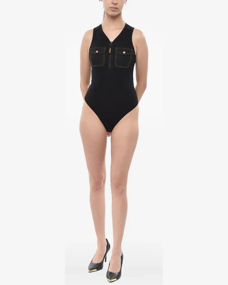 Diesel T-Bordet ribbed pocket-detail bodysuit - Schwarz Schwarz