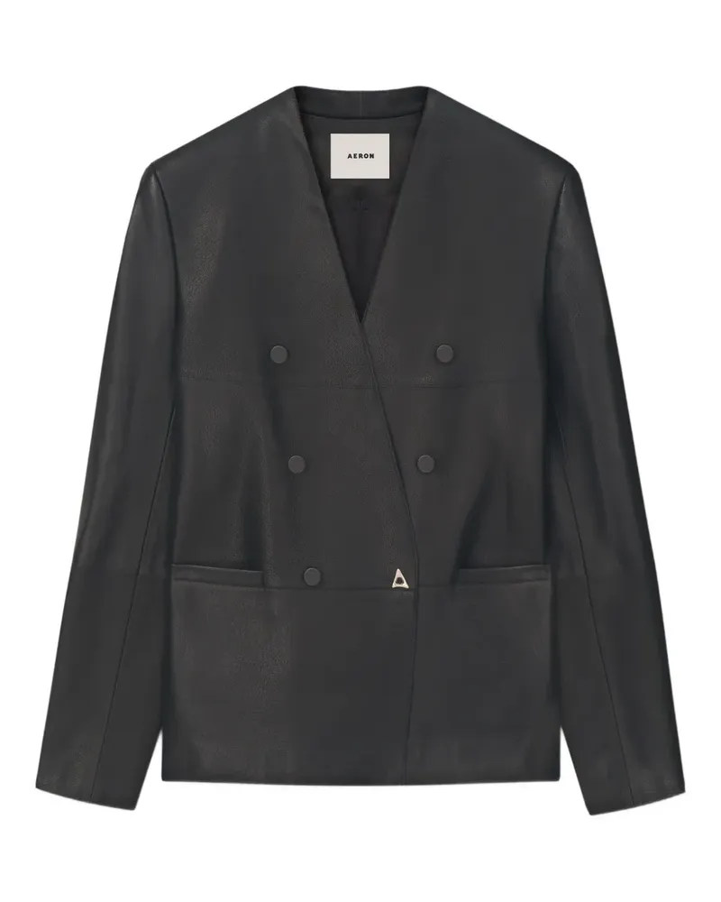 AERON Lilith double-breasted leather jacket - Schwarz Schwarz
