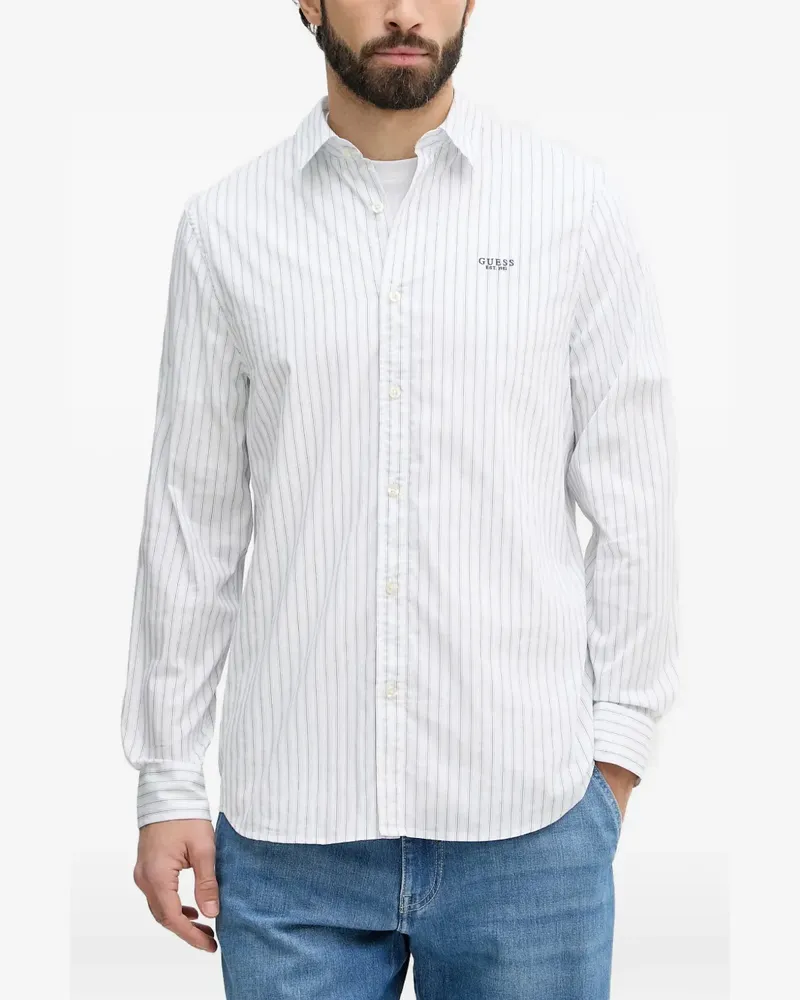 Guess logo-embroidered shirt - Weiß Weiß