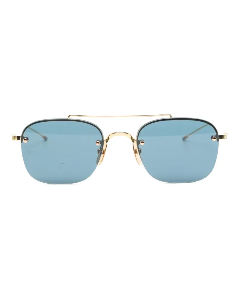 Thom Browne Sonnenbrille mit geometrischem Gestell - Gold Gold