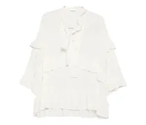 P.A.R.O H. Seidenbluse mit Volants - Weiß