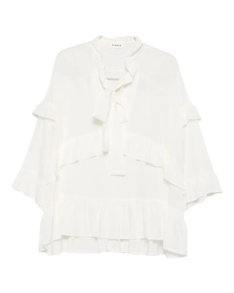 P.A.R.O.S.H. P.A.R.O H. Seidenbluse mit Volants - Weiß Weiß