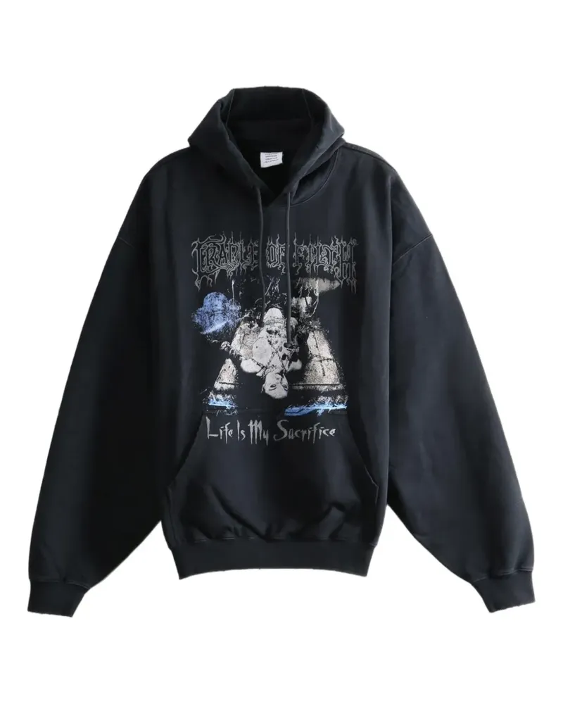 VETEMENTS graphic-print drawstring hoodie - Schwarz Schwarz