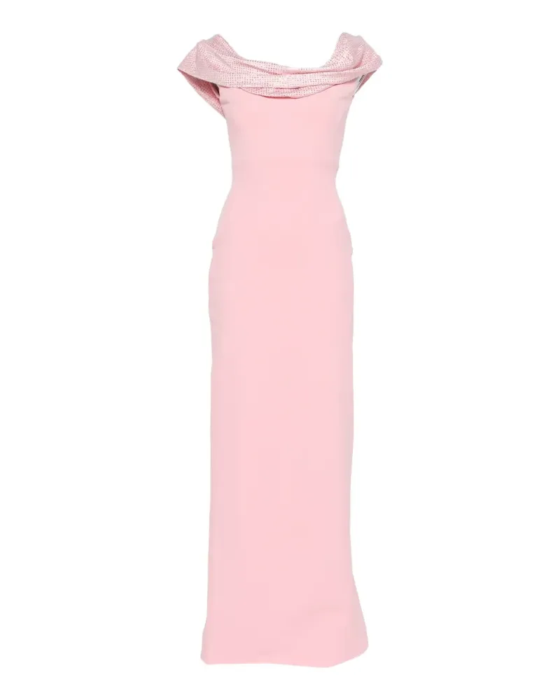 Solace London Cardinale crystal-embellished cowl-neck maxi dress - Rosa Rosa