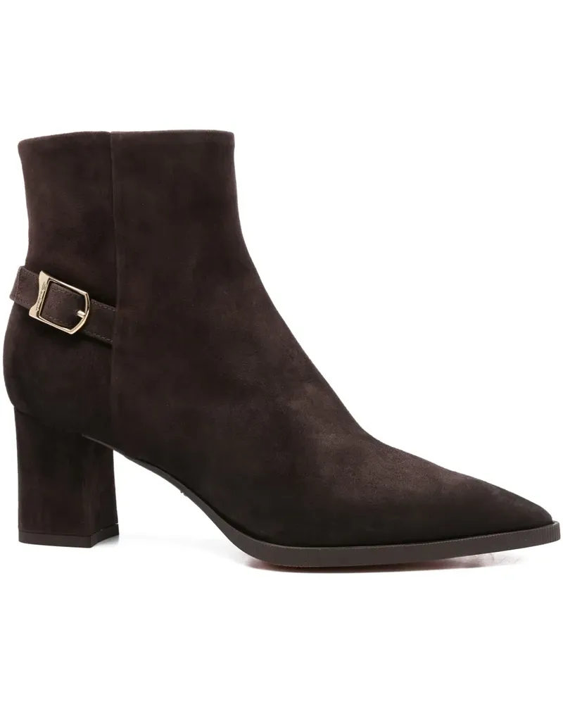 Santoni Spitze Stiefeletten mit Schnallendetail 60mm - Braun Braun