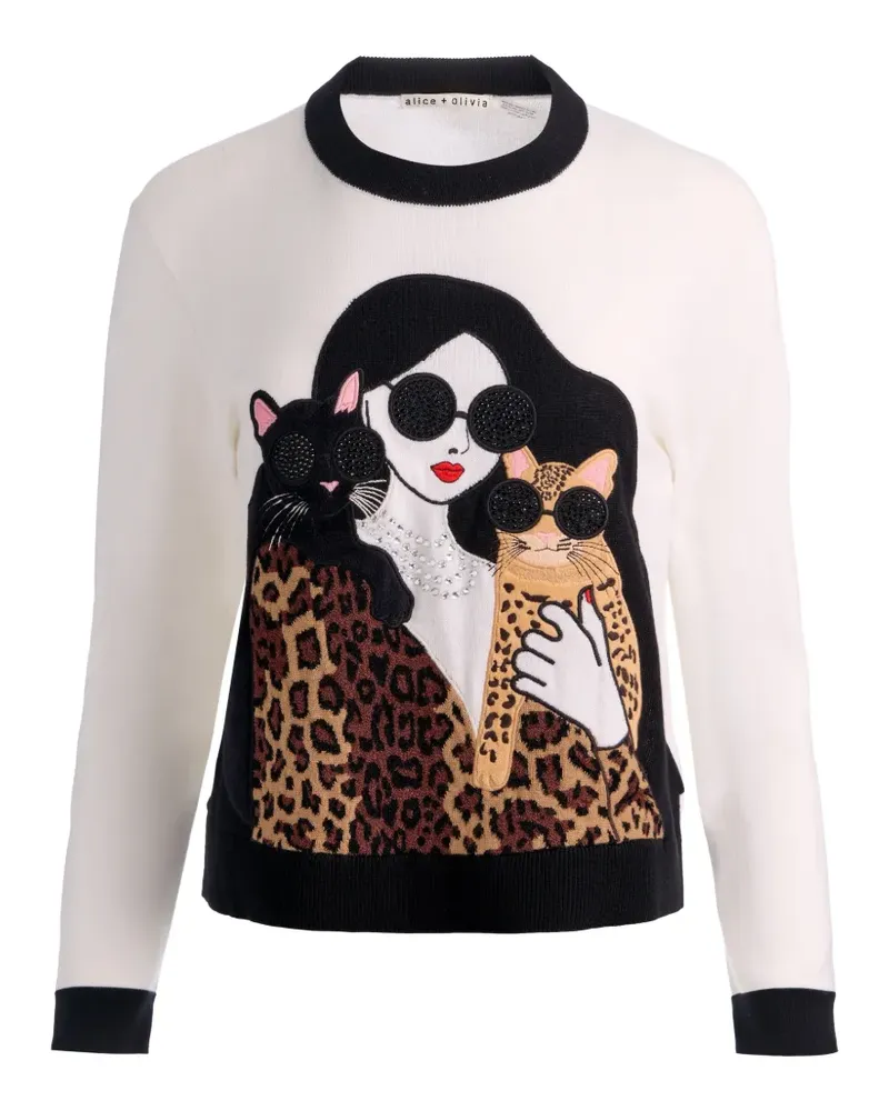 Alice + Olivia Gleeson Staceface Pullover - Weiß Weiß