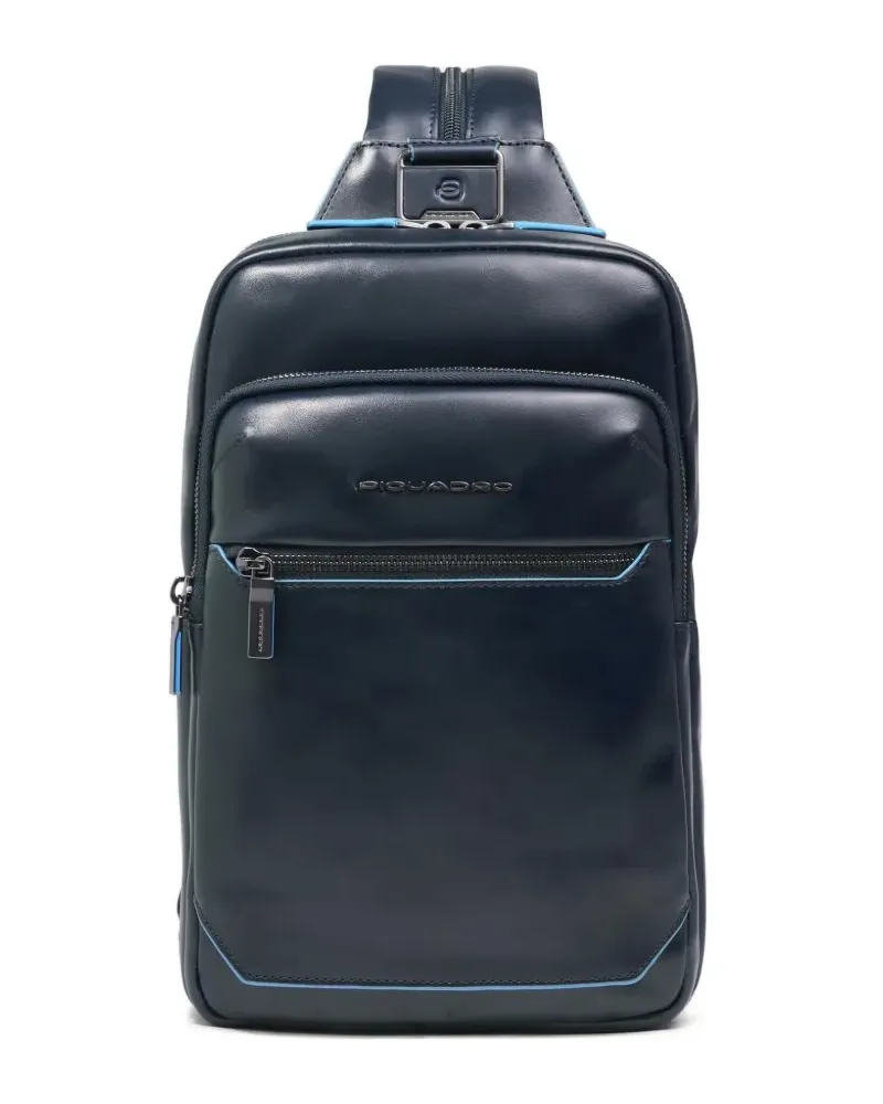 Piquadro convertible leather backpack sling back - Blau Blau