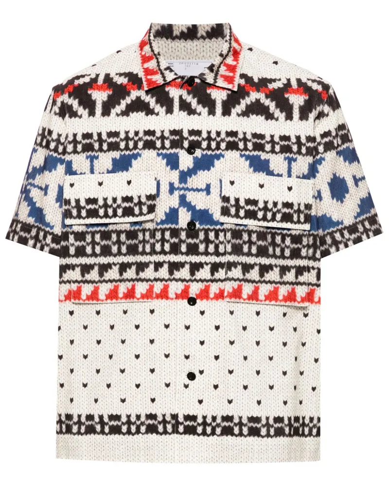 Sacai Hemd mit abstraktem Muster - Schwarz Schwarz