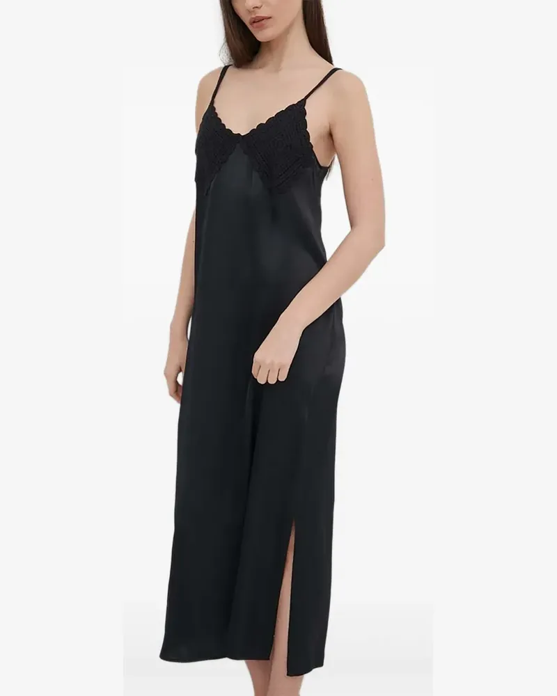 Sisley Kleid mit Häkeldetail - Schwarz Schwarz