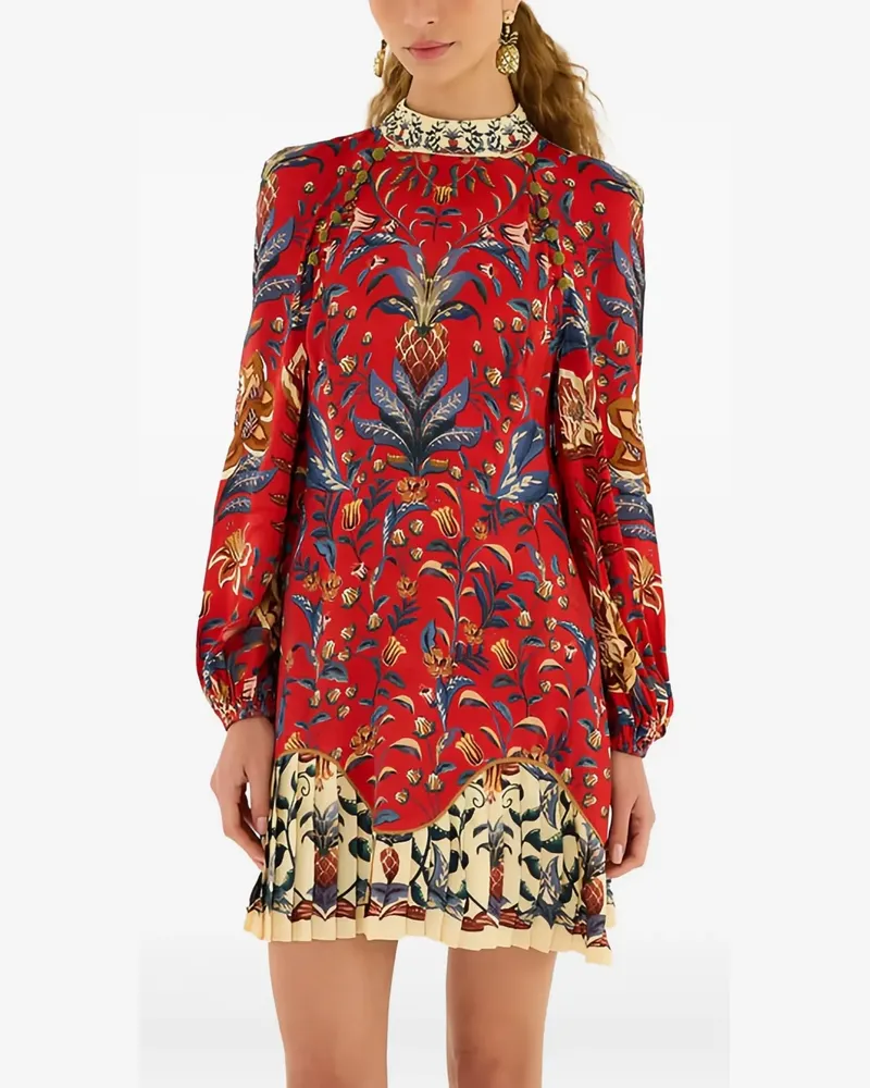 FARM Rio buttoned floral-print mini dress - Rot Rot