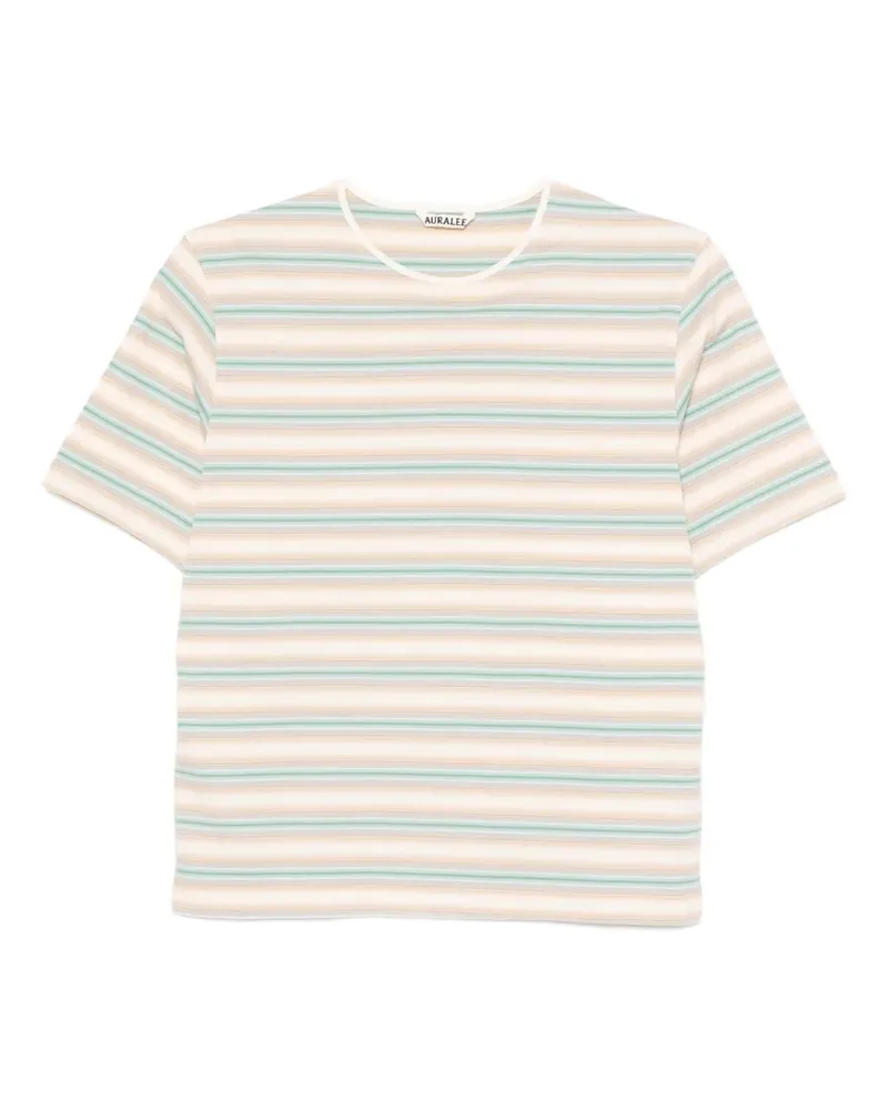 AURALEE Gestreiftes T-Shirt - Blau Blau