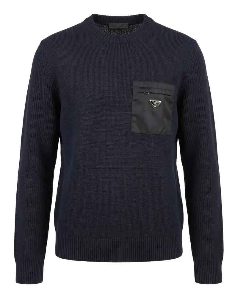 Prada logo-plaque zip-pocket sweater - Blau Blau