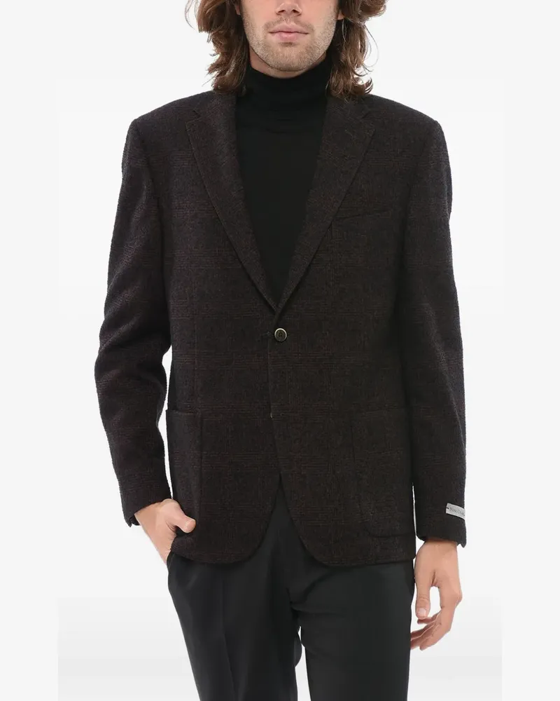 Corneliani Glen plaid single-breasted blazer - Braun Braun