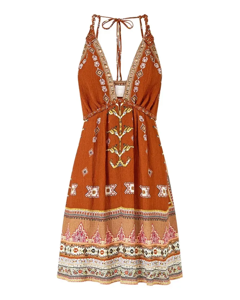 Camilla macramé-detail flared mini dress - Braun Braun