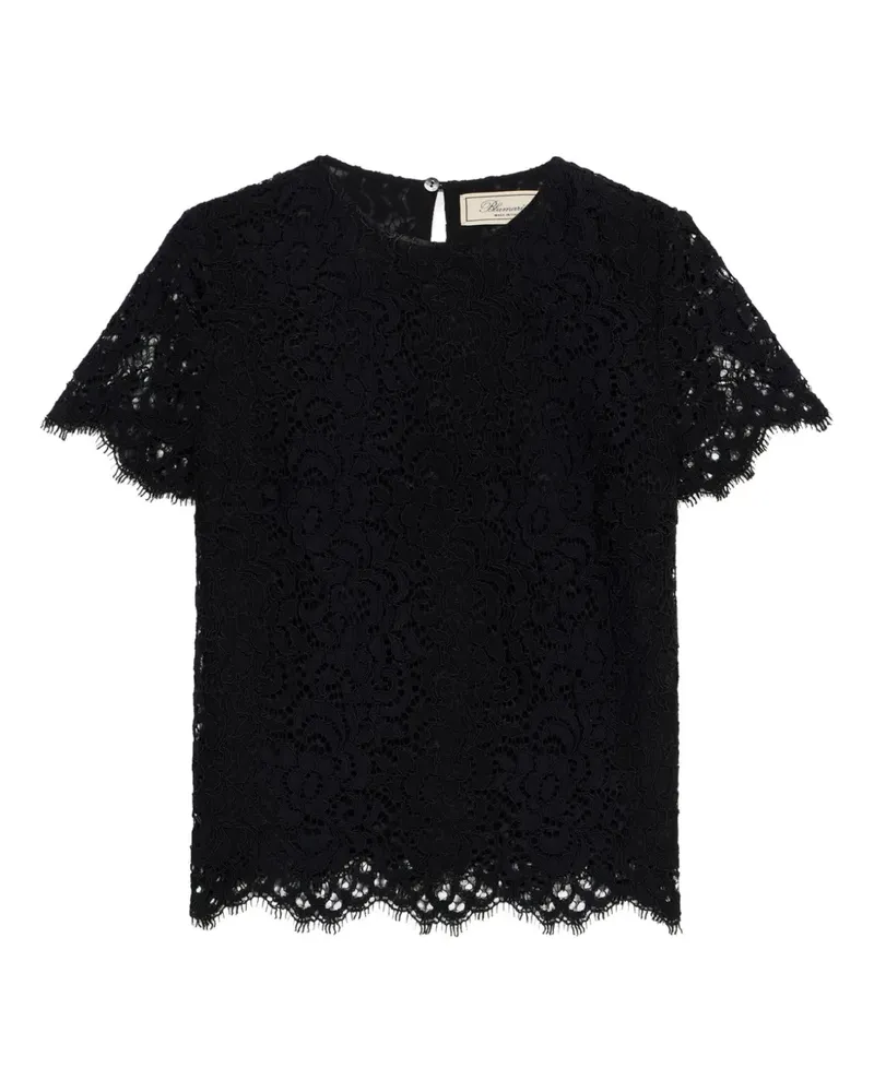 Blumarine T-Shirt mit Spitzenborten - Schwarz Schwarz