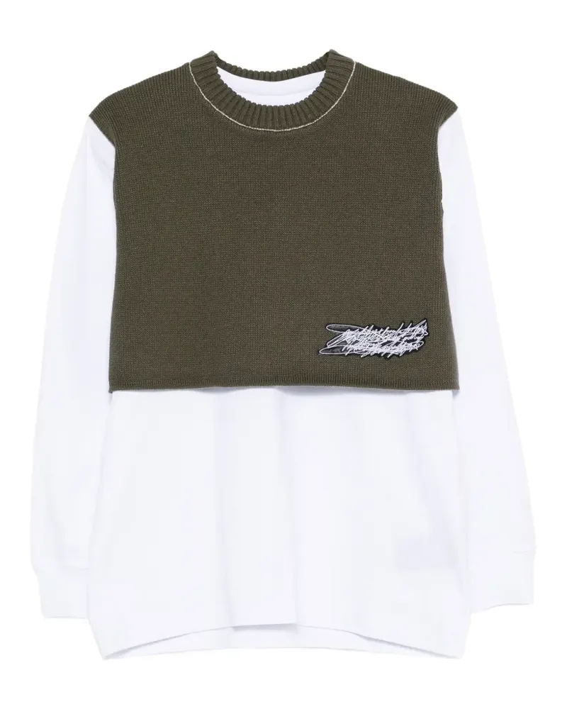 GR10K Strickpullover mit Logo-Patch - Weiß Weiß