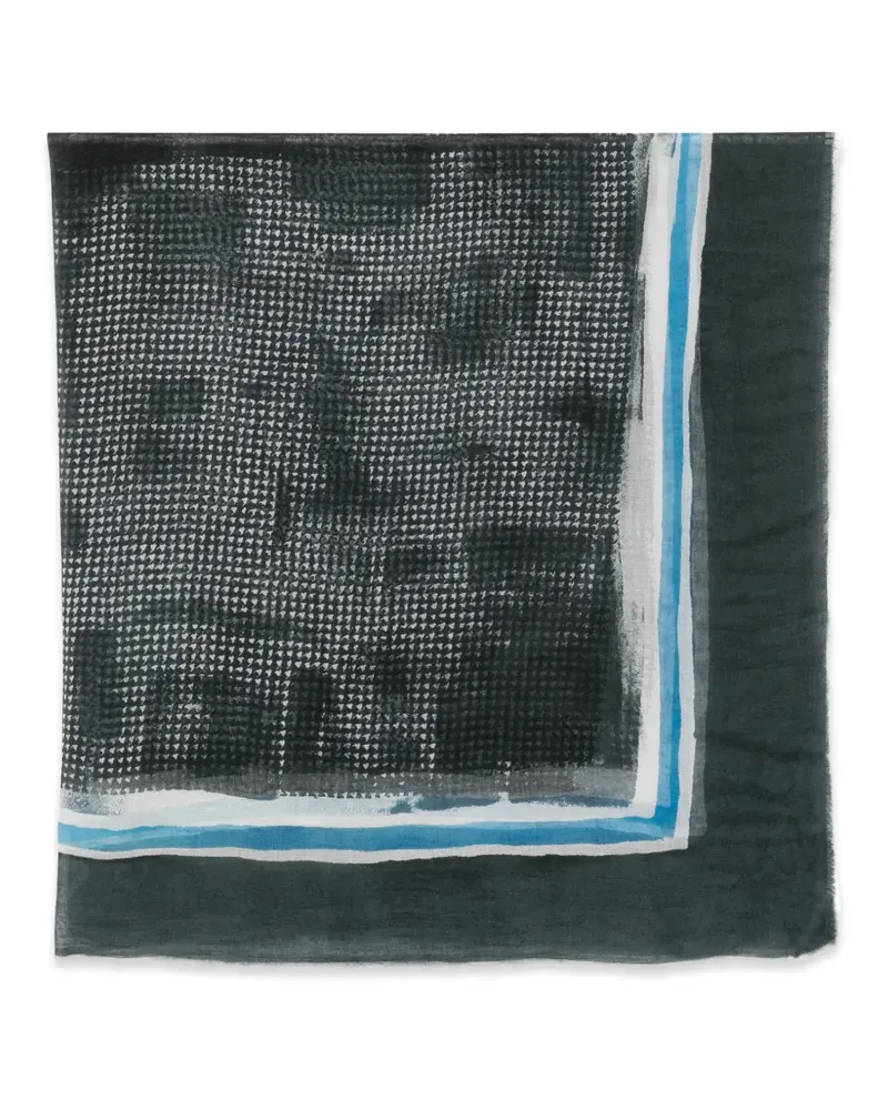 Faliero Sarti houndstooth-pattern frayed scarf - Schwarz Schwarz