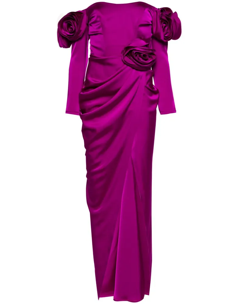 Ana Radu Satinrobe mit Blumenapplikation - Violett Violett
