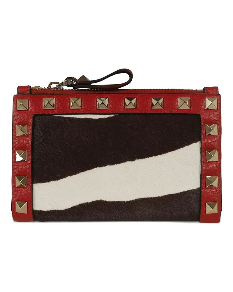 Valentino Garavani Rockstud-embellished zebra-print wallet - Schwarz Schwarz