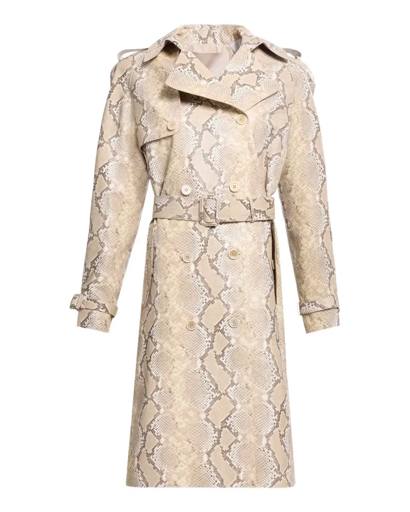 Elie Saab Doppelreihiger Trenchcoat mit Python-Print - Nude Nude