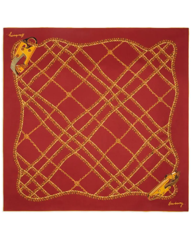 Burberry Chain Check Schal aus Seide - Rot Rot