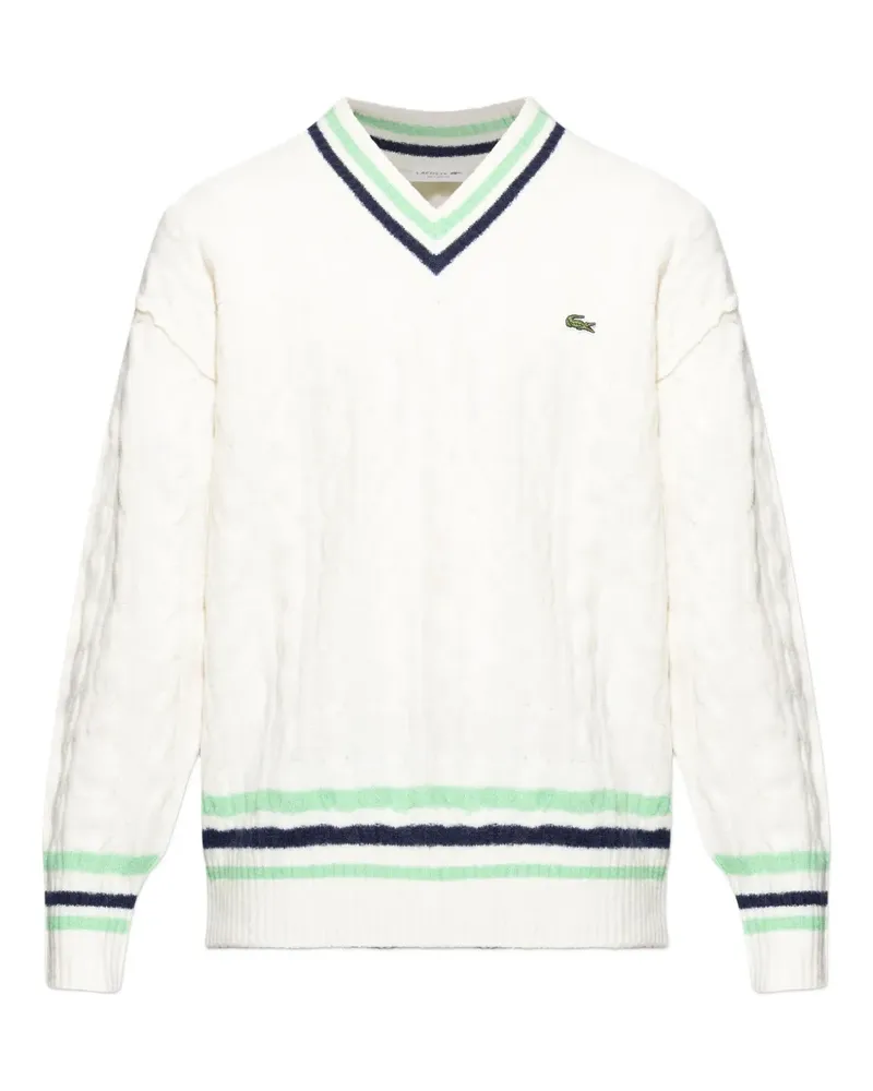 Lacoste V-neck cable-knit jumper - Weiß Weiß