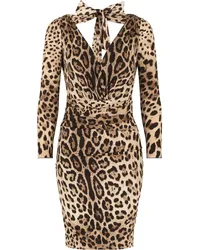 Dolce & Gabbana Kleid mit Leoparden-Print Nude