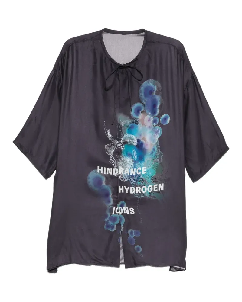 Yohji Yamamoto Kurzärmeliges Hemd mit Zwickeln - Grau Grau