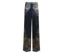 Weite Hose mit Print - Blau