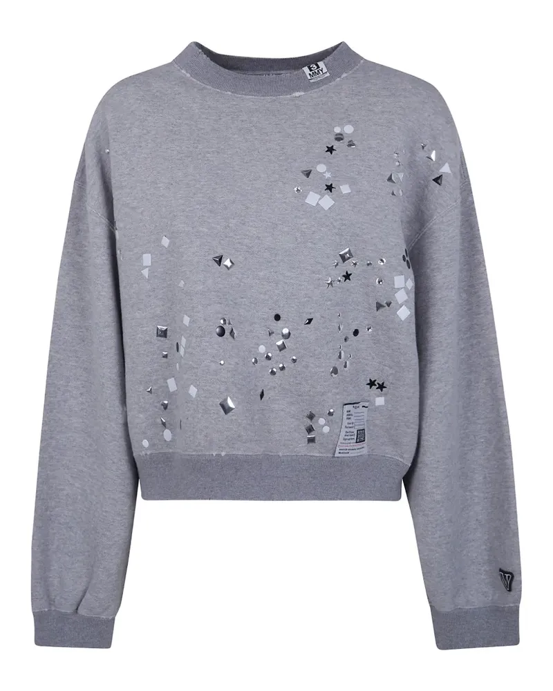 MIHARAYASUHIRO stud-embellished distressed sweatshirt - Grau Grau