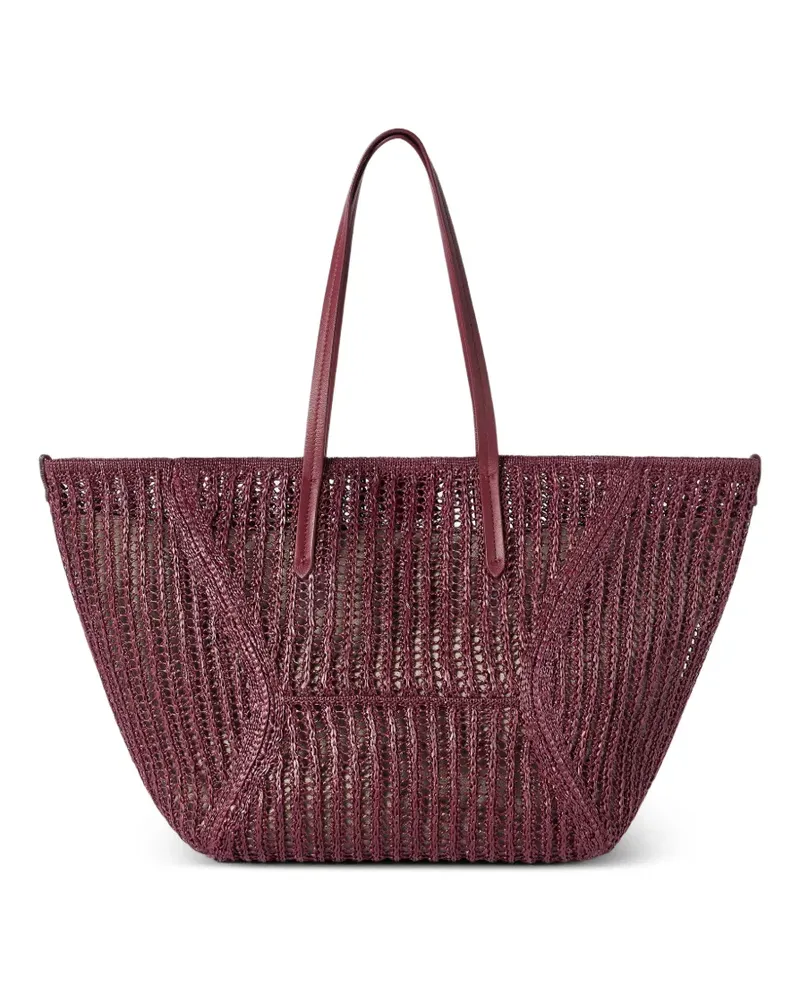 Brunello Cucinelli BC Duo bag in techno raffia knit with monili - Rot Rot