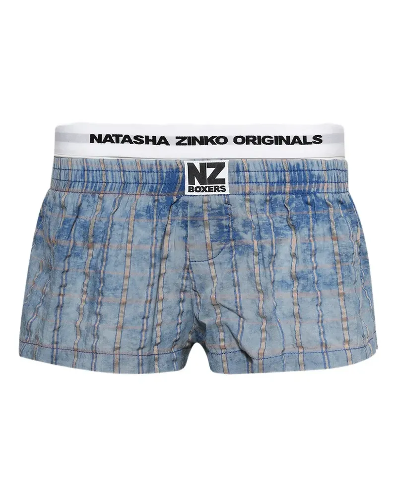 Natasha Zinko Shorts mit Schachbrettmuster - Blau Blau