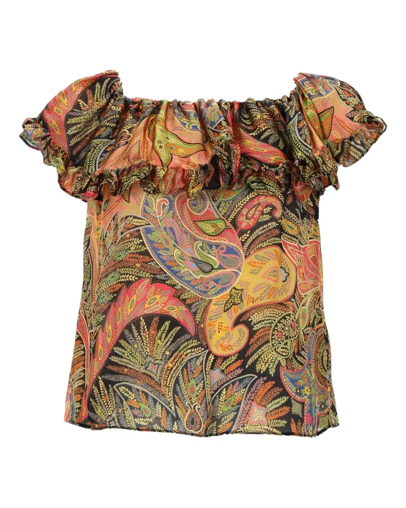 Etro ruffled paisley-print top - Orange Orange