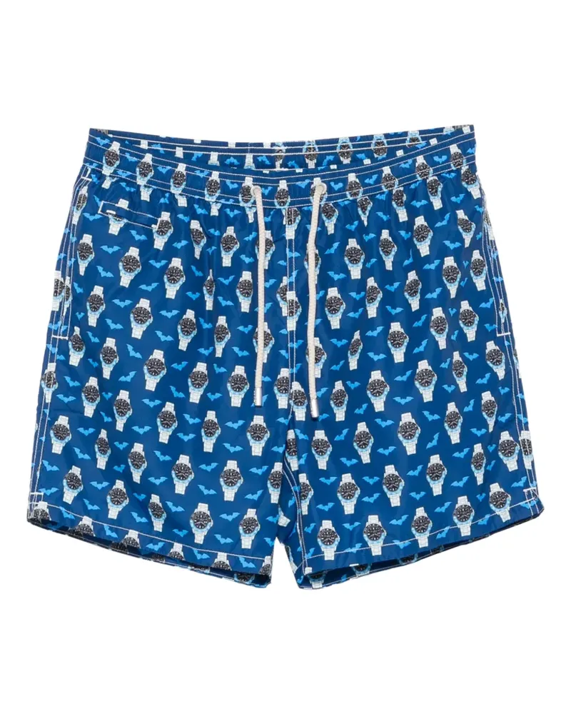 MC2 Saint Barth Lighting watch-print drawstring swim shorts - Blau Blau