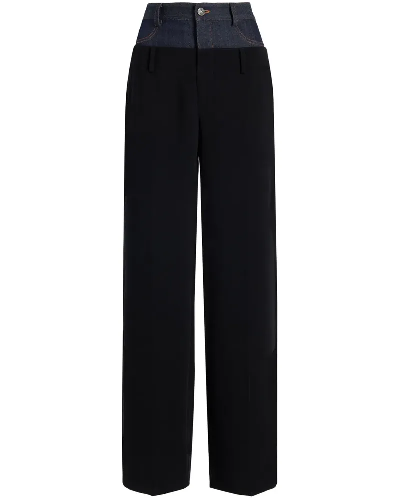 Cinq à Sept Dionne Hose aus Denim und Krepp - Schwarz Schwarz